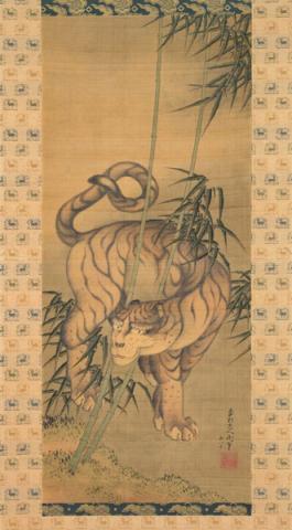 Katsushika Hokusai - Tigre tra I bambù, 1839 - Dipinto su rotolo, 73.0×31.5 cm - Collezione privata