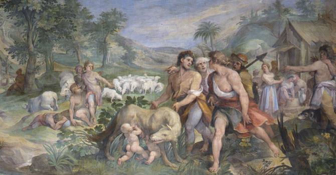Ritrovamento della lupa con Romolo e Remo, Cavalier d’Arpino, Palazzo dei Conservatori, Sala degli Orazi e Curiazi