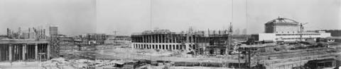 Panoramica dei cantieri nell'area dell'Esposizione, 1940. Archivio Storico Fotografico EUR S.p.A.